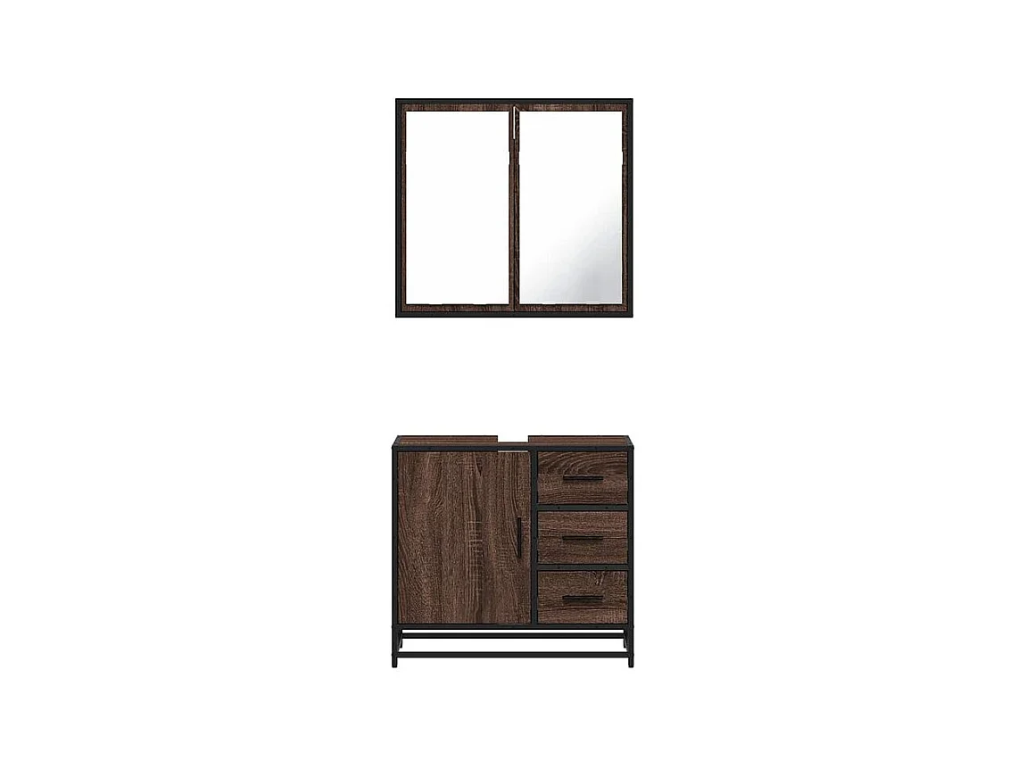 Ensemble de meubles de salle de bain 2 pcs Chêne marron