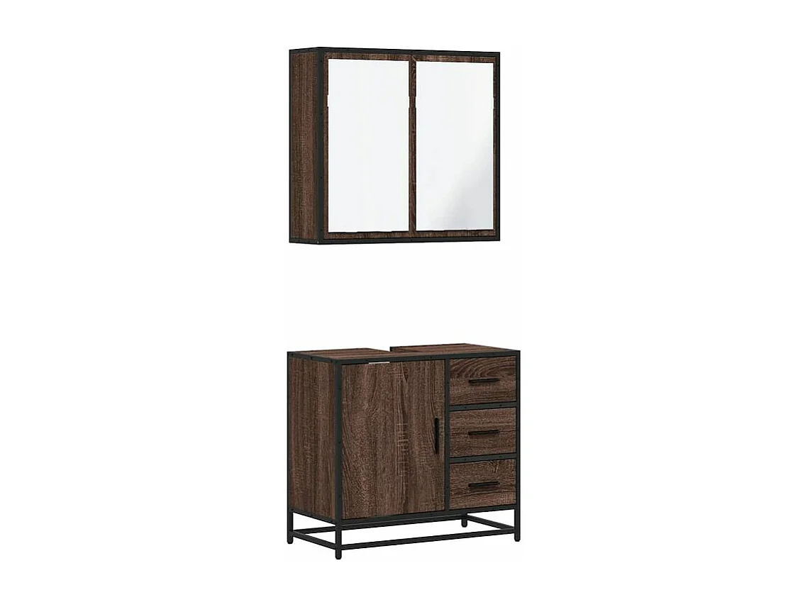 Ensemble de meubles de salle de bain 2 pcs Chêne marron