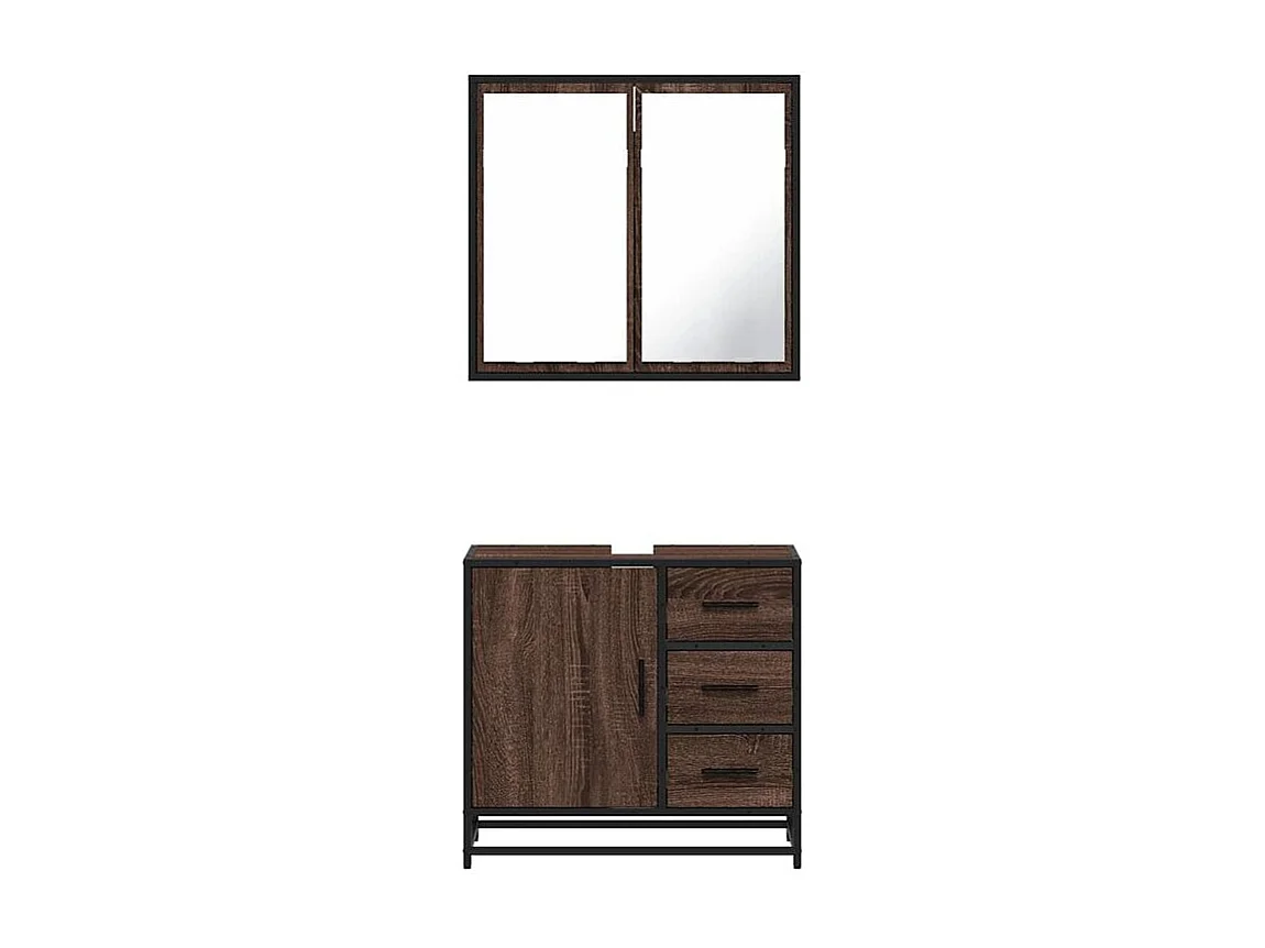 Ensemble de meubles de salle de bain 2 pcs Chêne marron