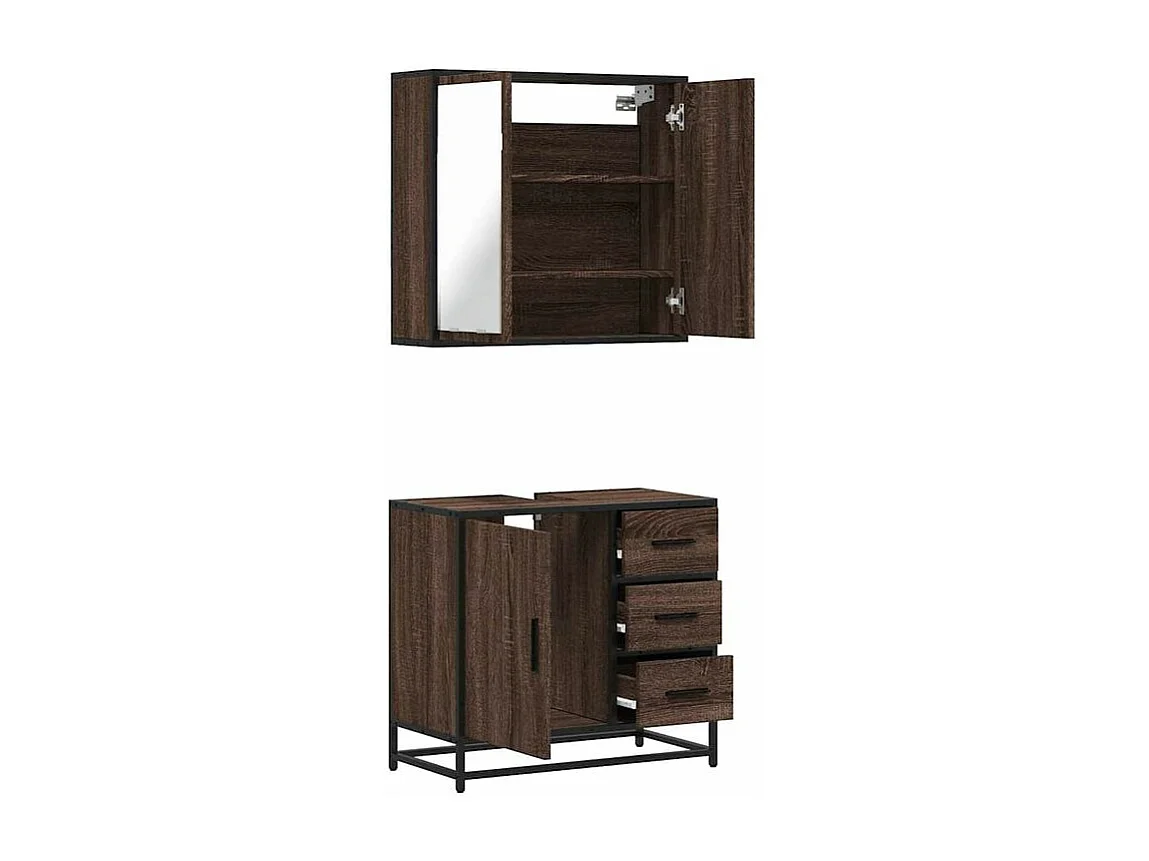 Ensemble de meubles de salle de bain 2 pcs Chêne marron
