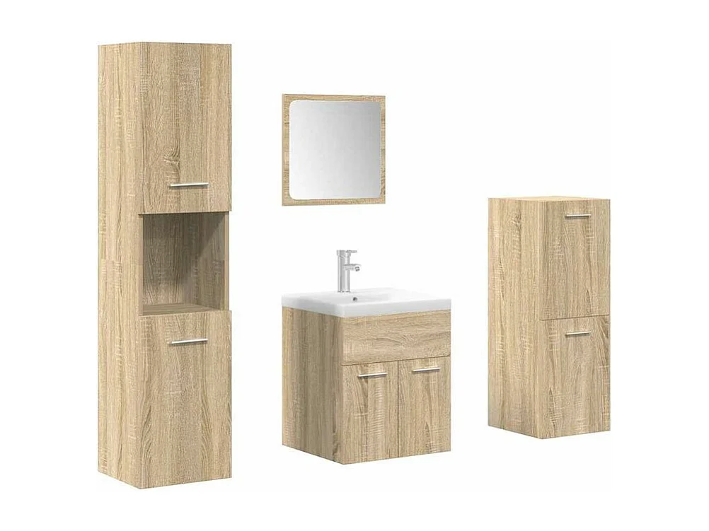 Ensemble de meubles de salle de bain 5 pcs chêne sonoma