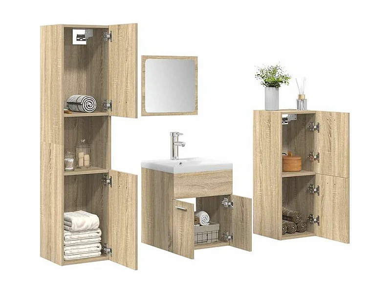 Ensemble de meubles de salle de bain 5 pcs chêne sonoma