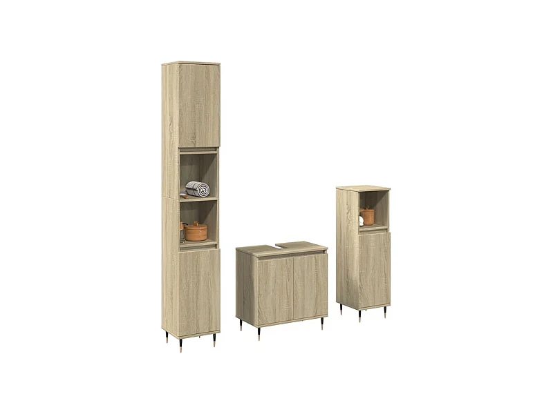 Ensemble de meubles de salle de bain 3 pcs chêne sonoma