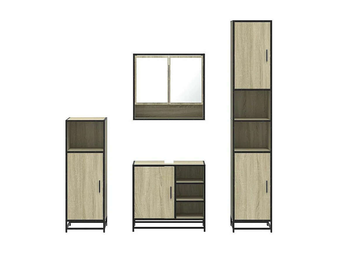 Ensemble de meubles de salle de bain 4 pcs chêne sonoma