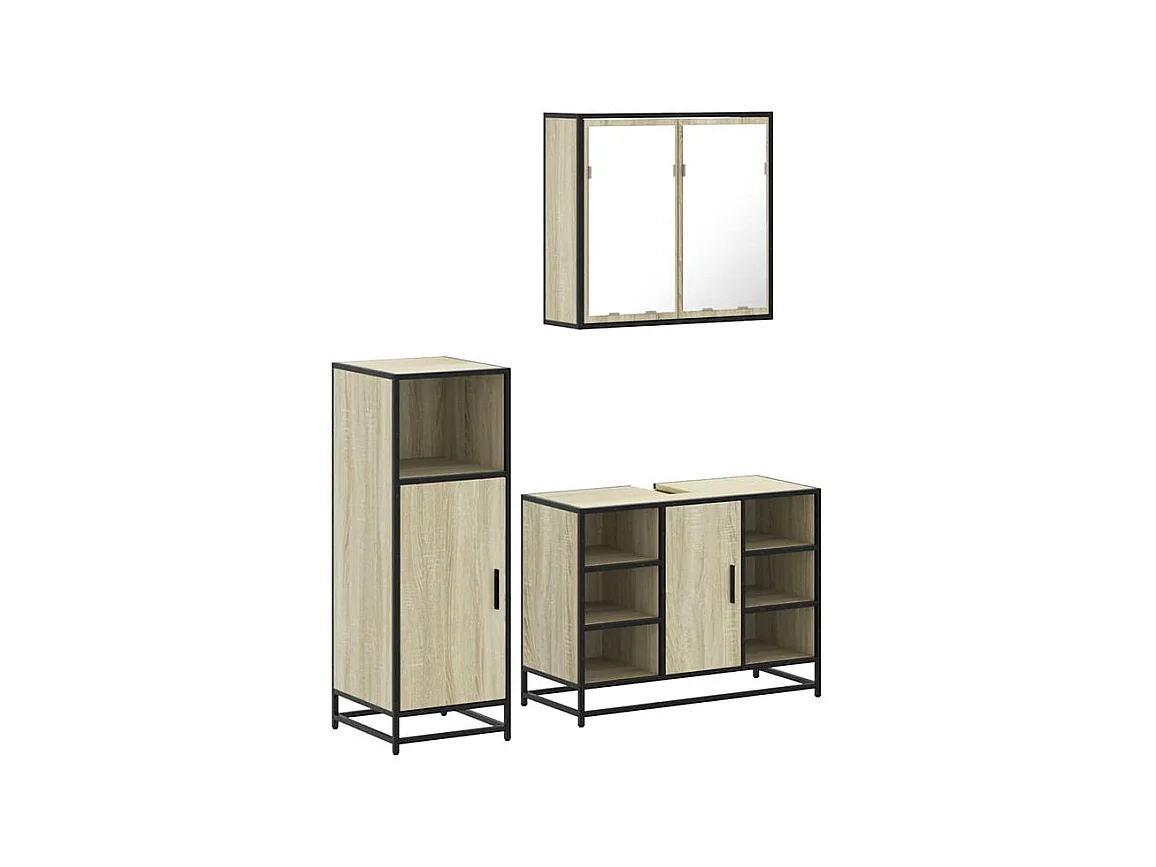 Ensemble de meubles de salle de bain 3 pcs chêne sonoma
