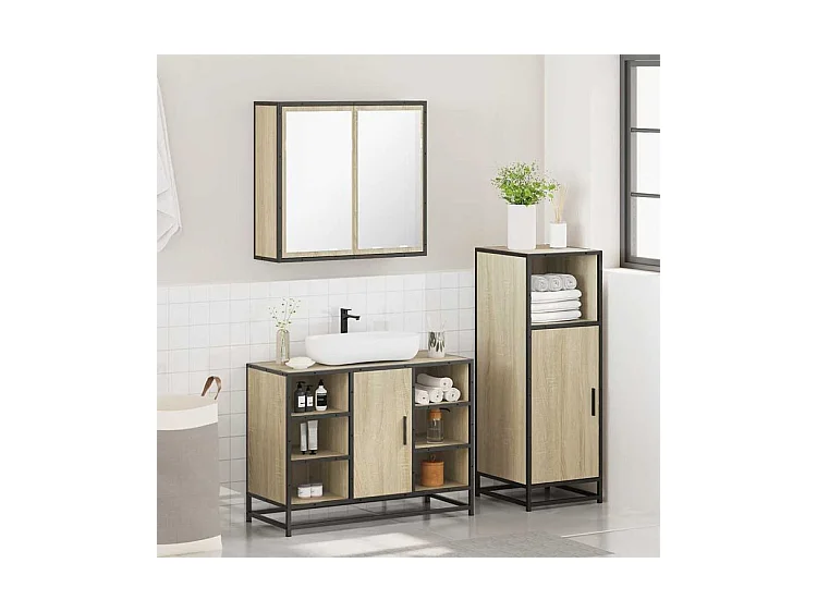 Ensemble de meubles de salle de bain 3 pcs chêne sonoma