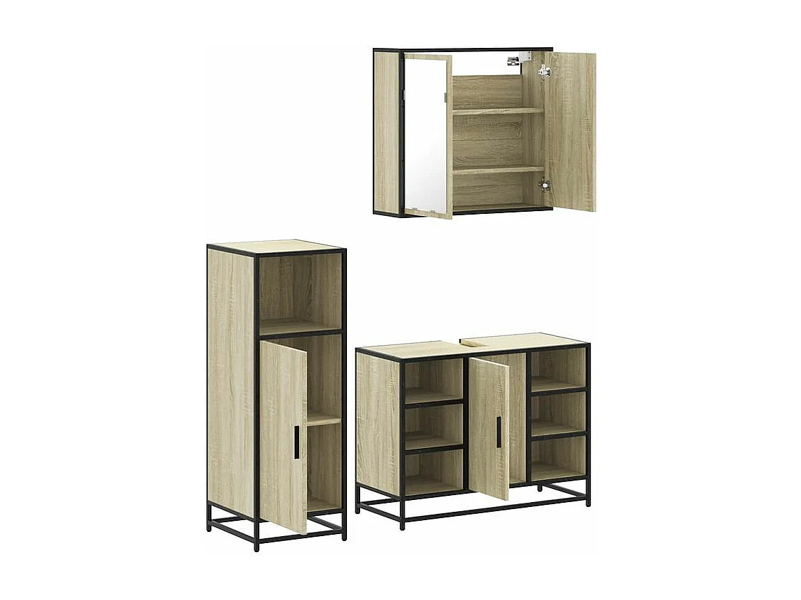 Ensemble de meubles de salle de bain 3 pcs chêne sonoma