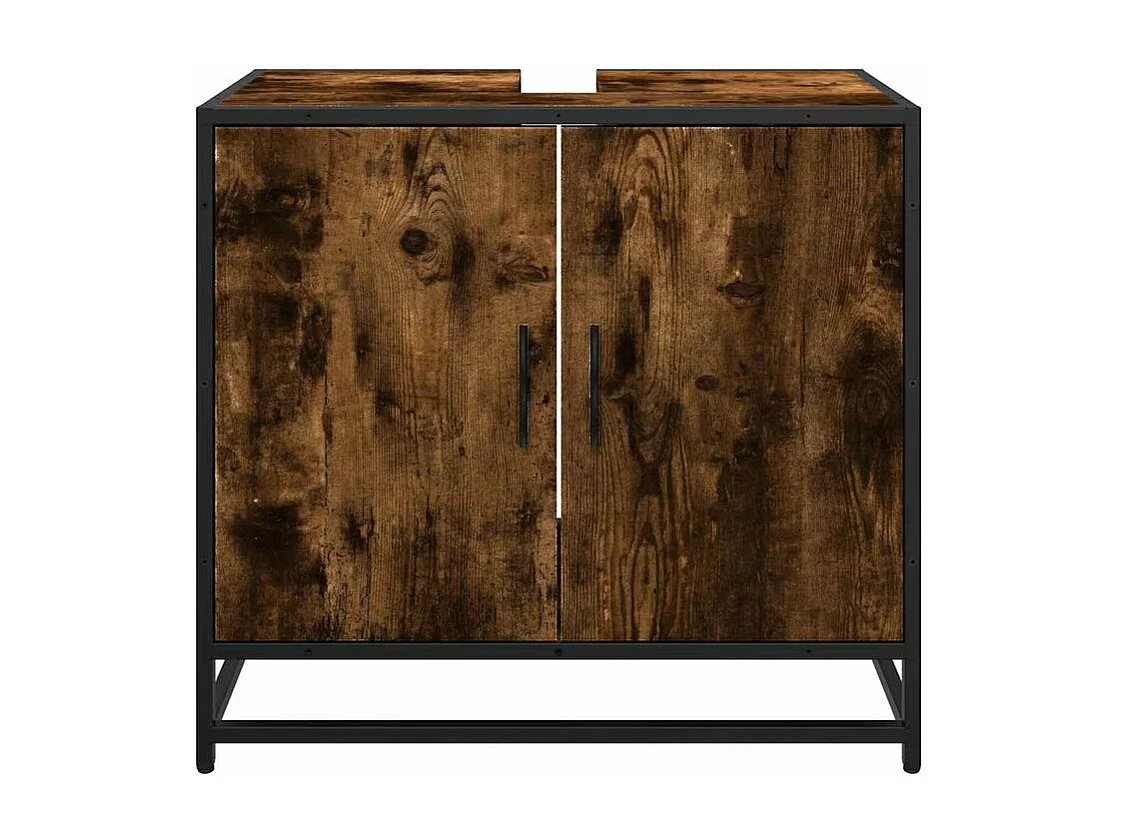 Armoire de lavabo de salle de bain chêne fumé 65x33x60