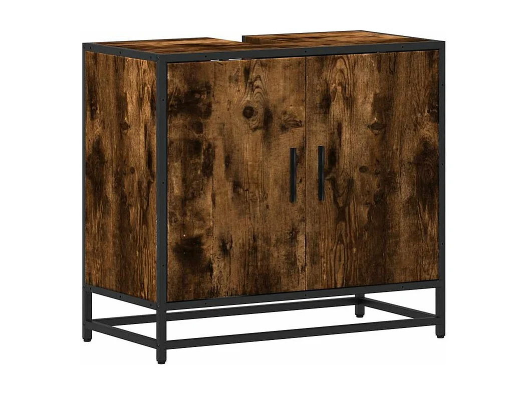 Armoire de lavabo de salle de bain chêne fumé 65x33x60