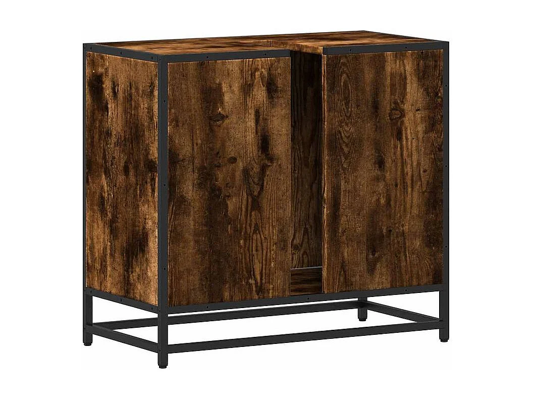 Armoire de lavabo de salle de bain chêne fumé 65x33x60