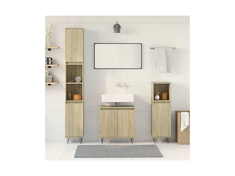 Ensemble de meubles de salle de bain 3 pcs chêne sonoma