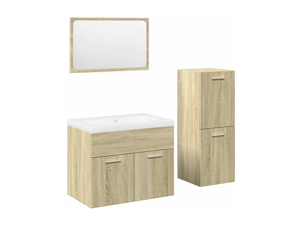 Ensemble de meubles de salle de bain 4 pcs chêne sonoma