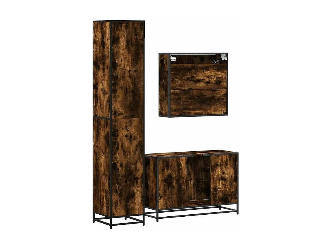 Ensemble de meubles de salle de bain 3 pcs Chêne fumé