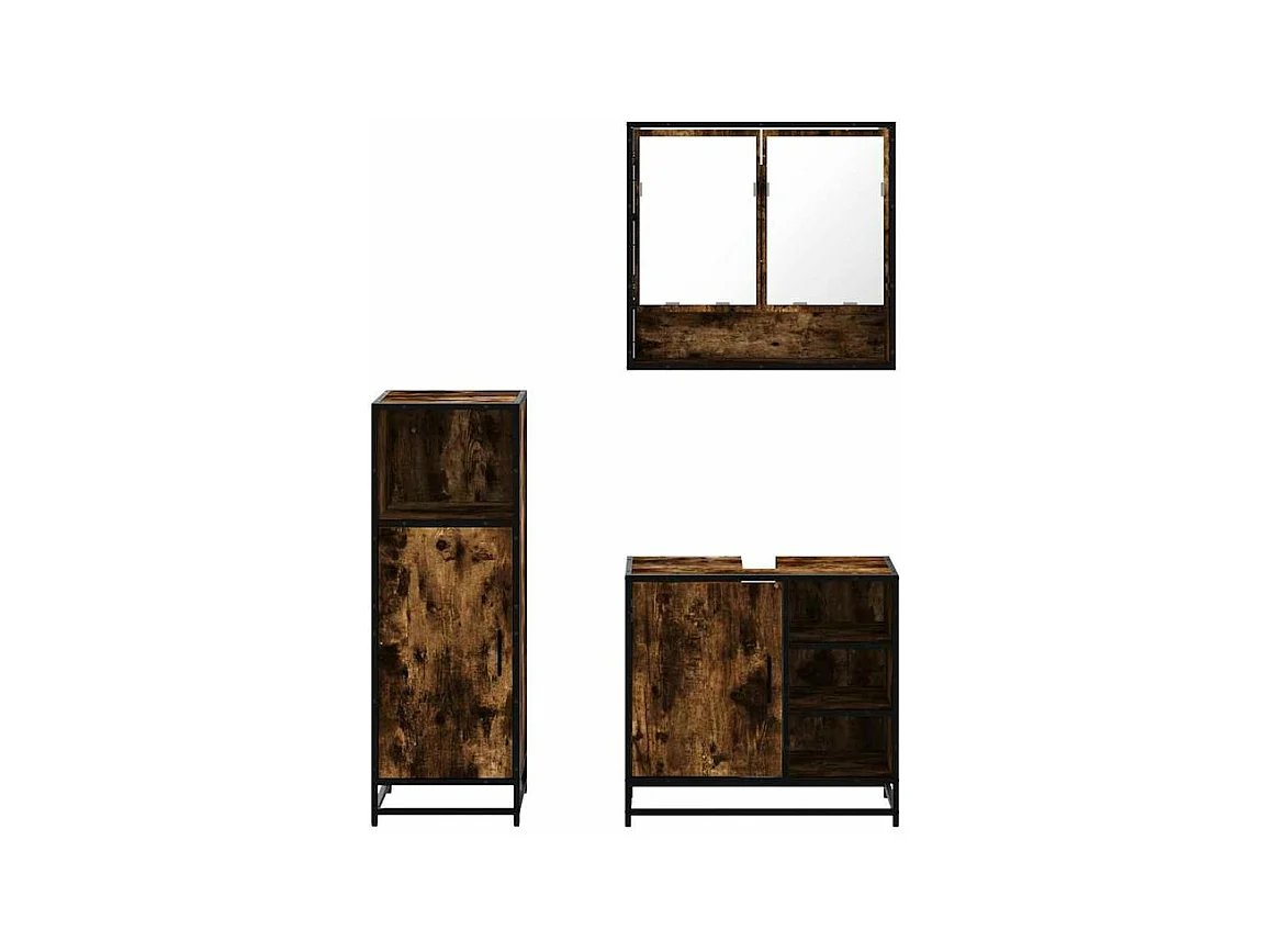 Ensemble de meubles de salle de bain 3 pcs Chêne fumé