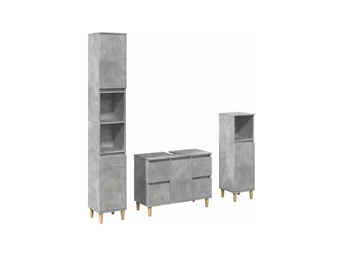 Ensemble de meubles de salle de bain 3 pcs gris béton