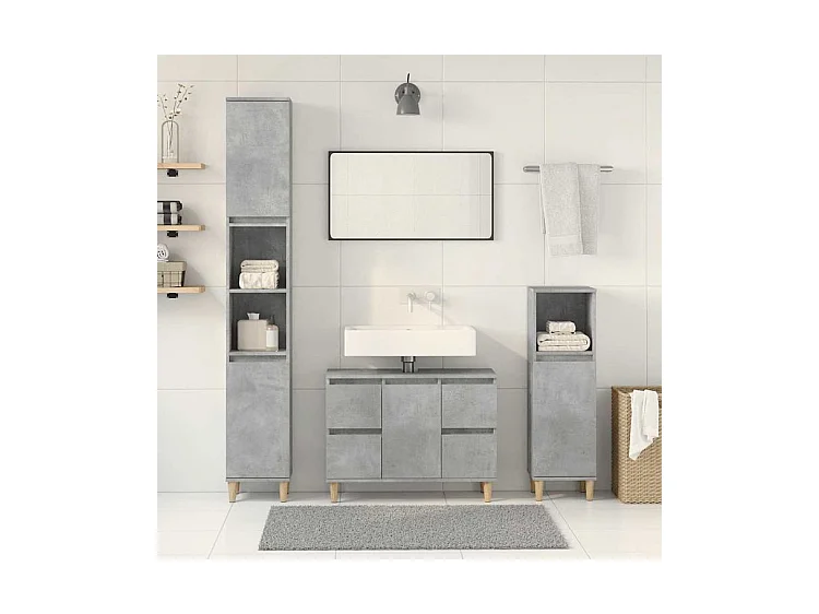 Ensemble de meubles de salle de bain 3 pcs gris béton