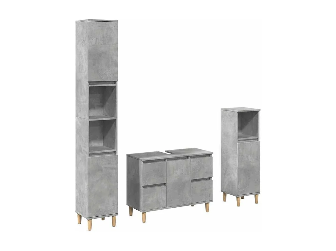 Ensemble de meubles de salle de bain 3 pcs gris béton