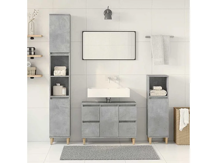Ensemble de meubles de salle de bain 3 pcs gris béton