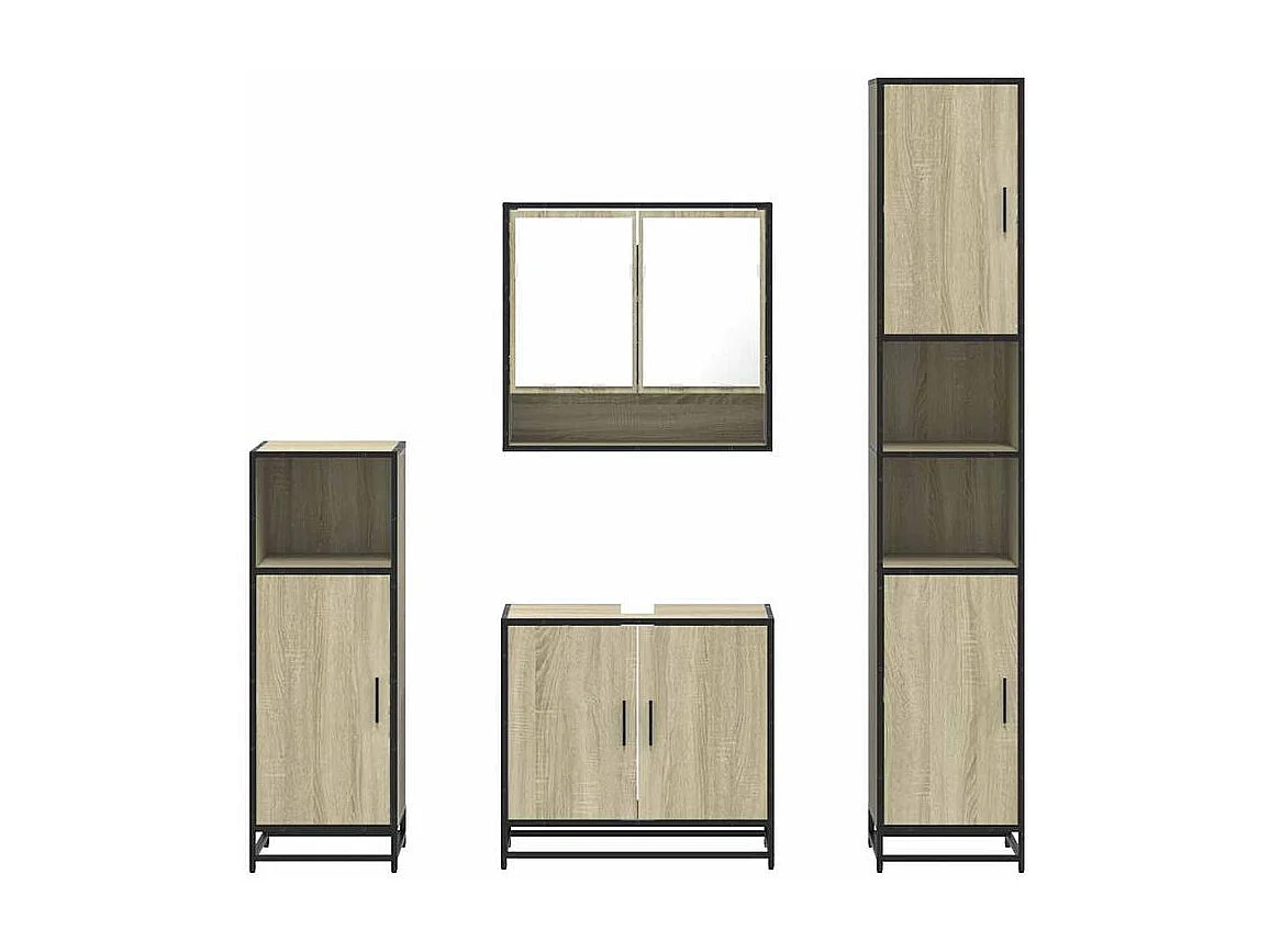 Ensemble de meubles de salle de bain 4 pcs chêne sonoma