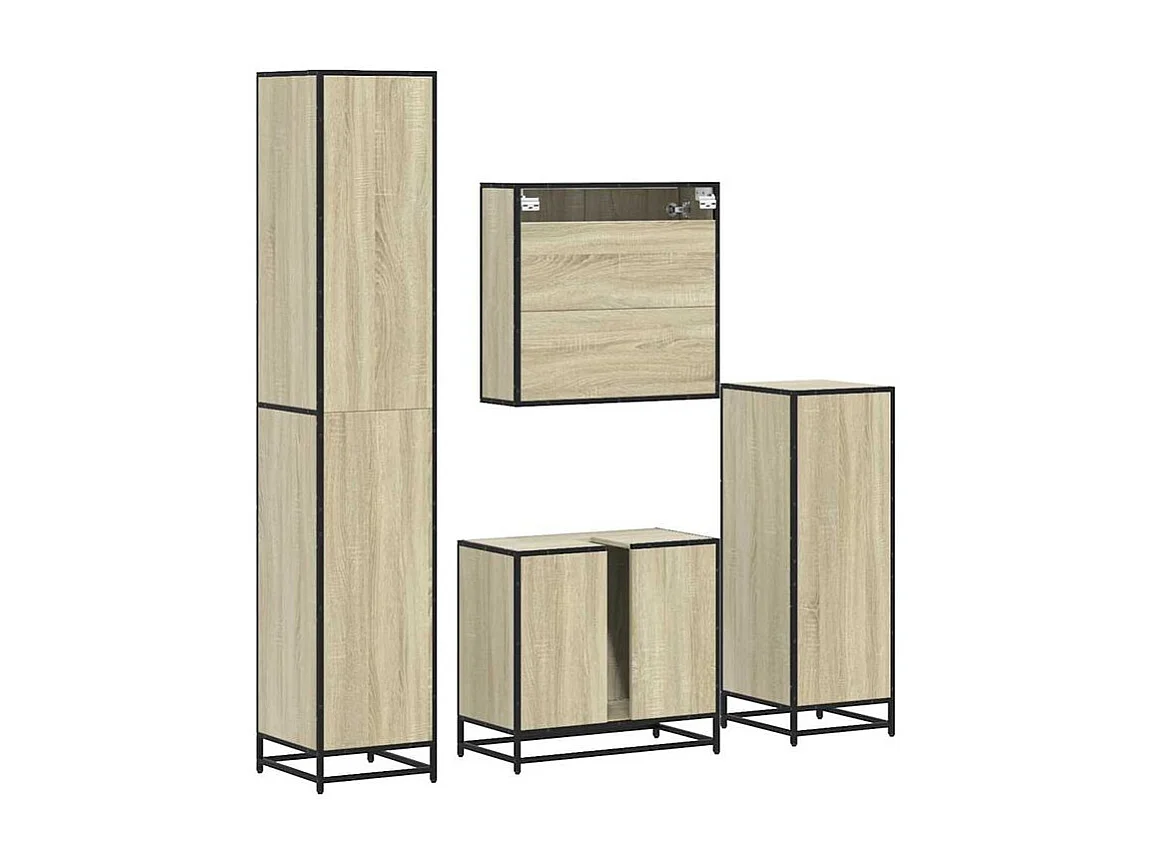 Ensemble de meubles de salle de bain 4 pcs chêne sonoma