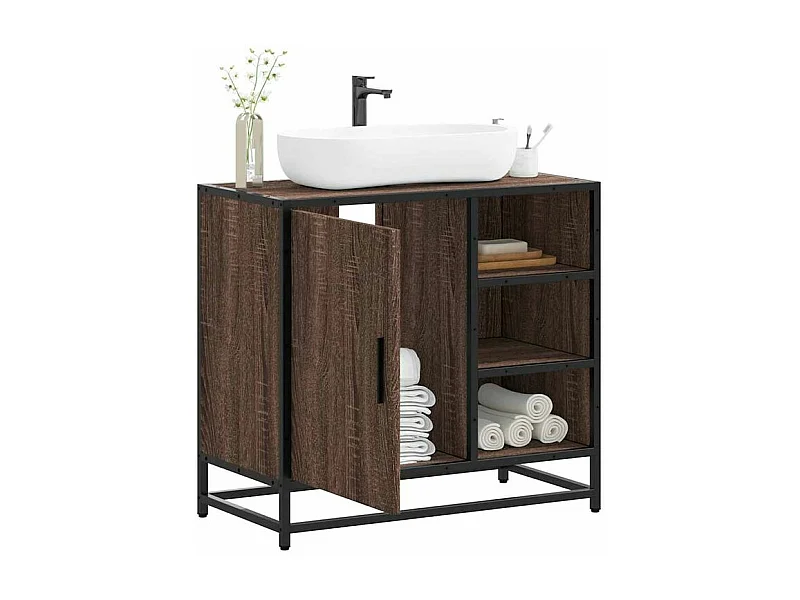 Armoire de lavabo de salle de bain chêne marron 65x33x60