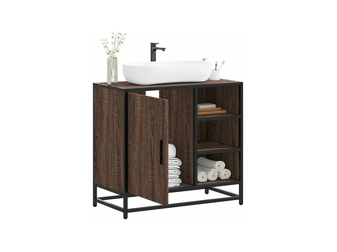 Armoire de lavabo de salle de bain chêne marron 65x33x60