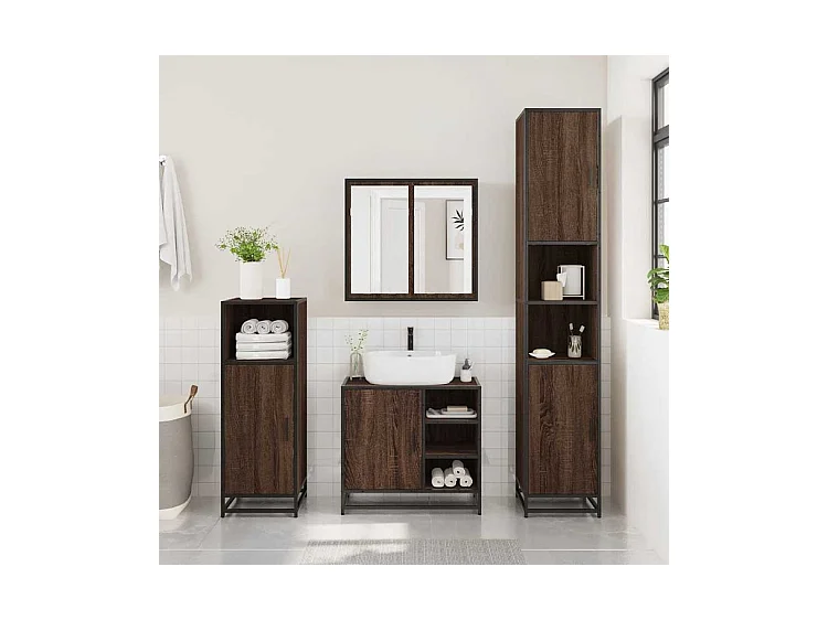 Armoire de lavabo de salle de bain chêne marron 65x33x60