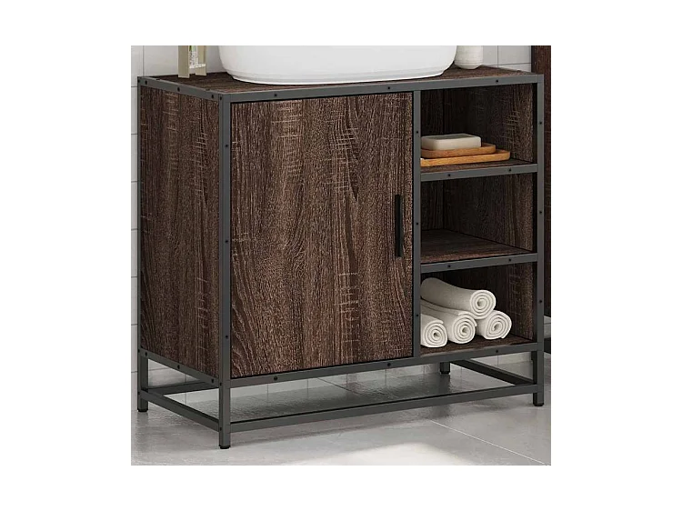 Armoire de lavabo de salle de bain chêne marron 65x33x60