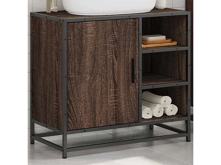 Armoire de lavabo de salle de bain chêne marron 65x33x60