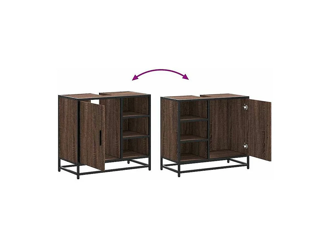 Armoire de lavabo de salle de bain chêne marron 65x33x60