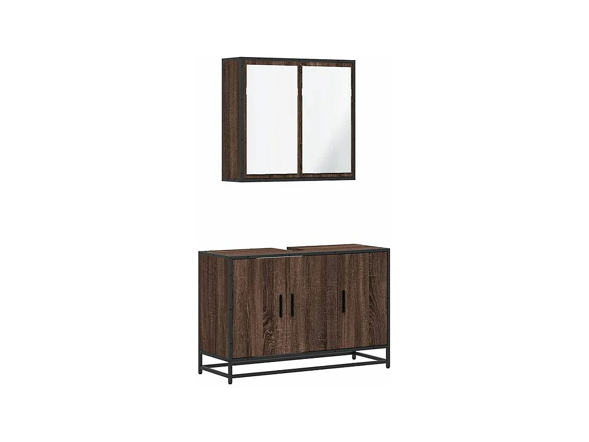 Ensemble de meubles de salle de bain 2 pcs Chêne marron