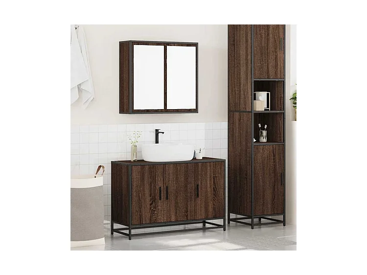 Ensemble de meubles de salle de bain 2 pcs Chêne marron