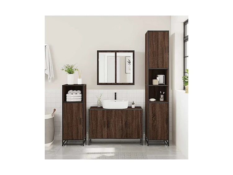 Ensemble de meubles de salle de bain 2 pcs Chêne marron