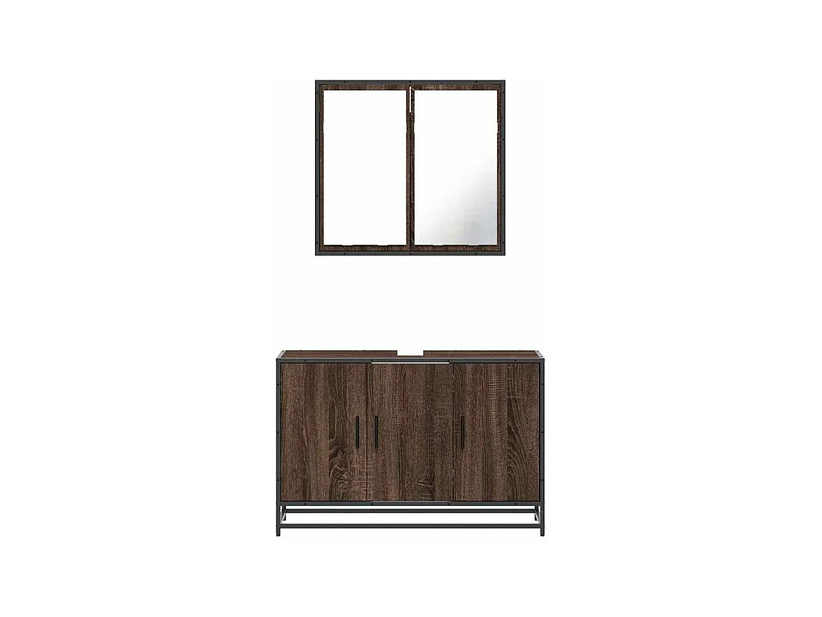 Ensemble de meubles de salle de bain 2 pcs Chêne marron