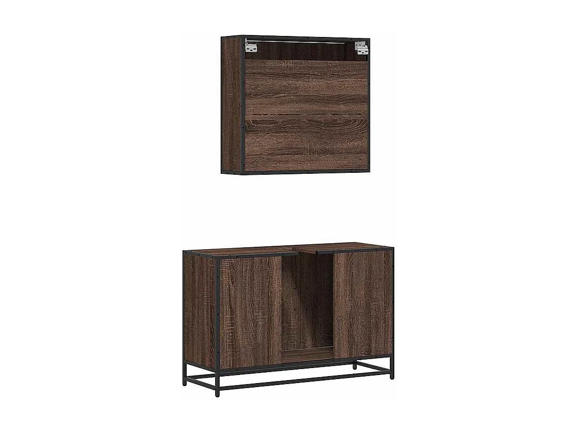 Ensemble de meubles de salle de bain 2 pcs Chêne marron