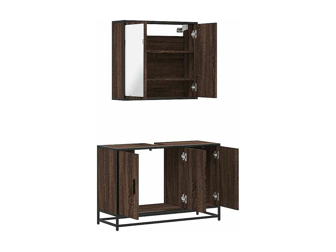 Ensemble de meubles de salle de bain 2 pcs Chêne marron