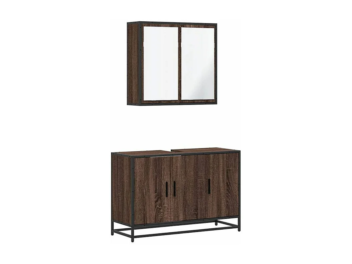 Ensemble de meubles de salle de bain 2 pcs Chêne marron