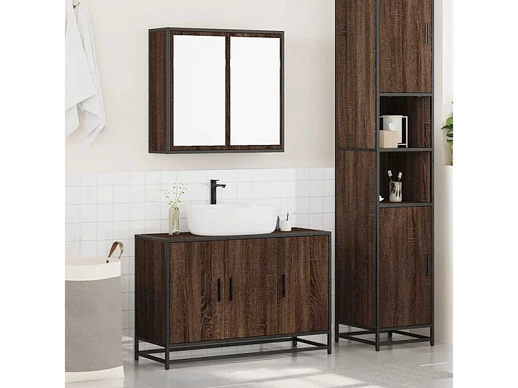 Ensemble de meubles de salle de bain 2 pcs Chêne marron