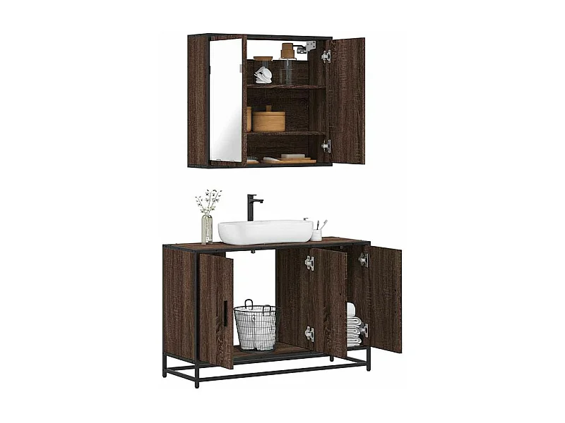 Ensemble de meubles de salle de bain 2 pcs Chêne marron