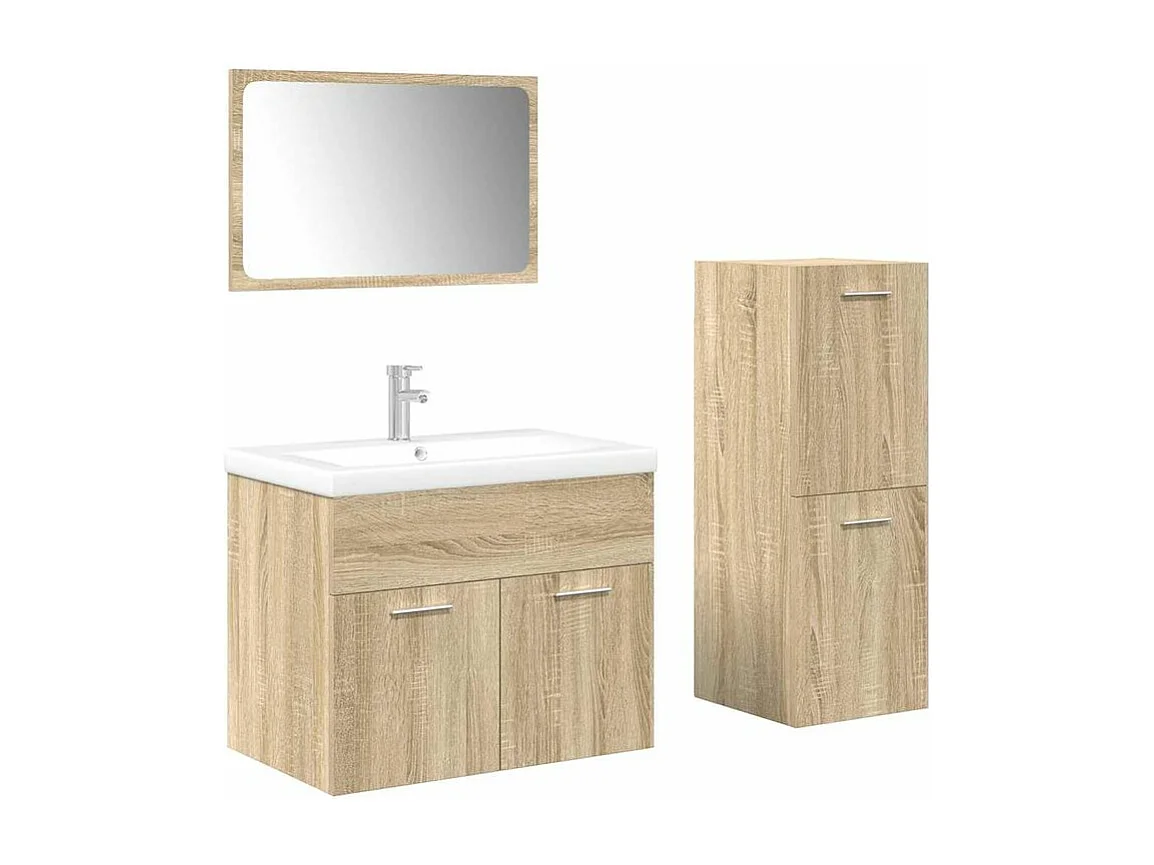 Ensemble de meubles de salle de bain 4 pcs chêne sonoma
