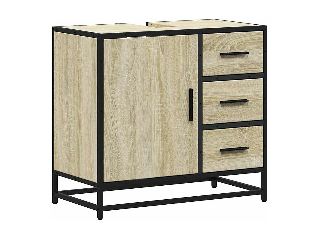 Armoire lavabo de salle de bain chêne sonoma bois d'ingénierie