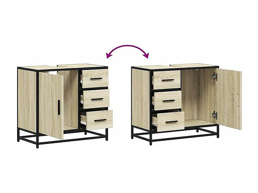 Armoire lavabo de salle de bain chêne sonoma bois d'ingénierie