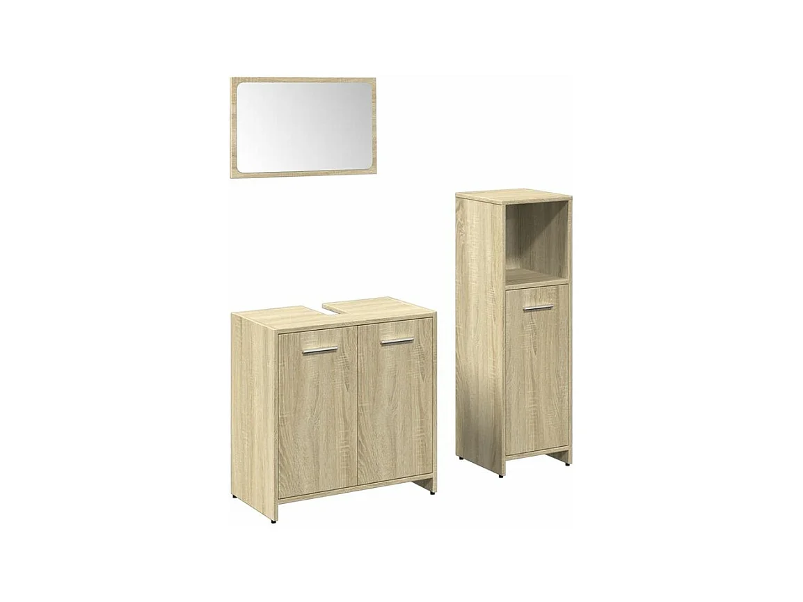 Ensemble de meubles de salle de bain 3 pcs chêne sonoma