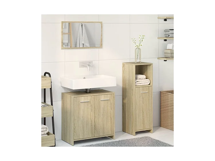 Ensemble de meubles de salle de bain 3 pcs chêne sonoma