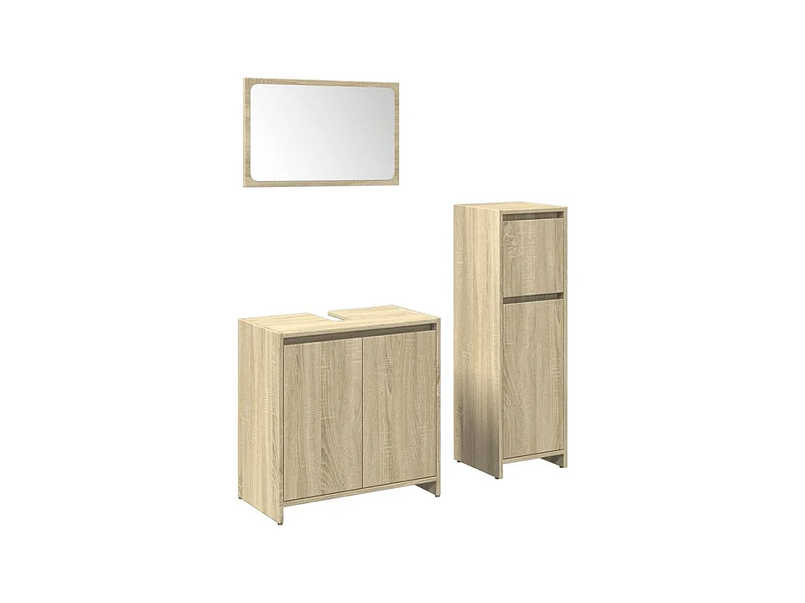 Ensemble de meubles de salle de bain 3 pcs chêne sonoma