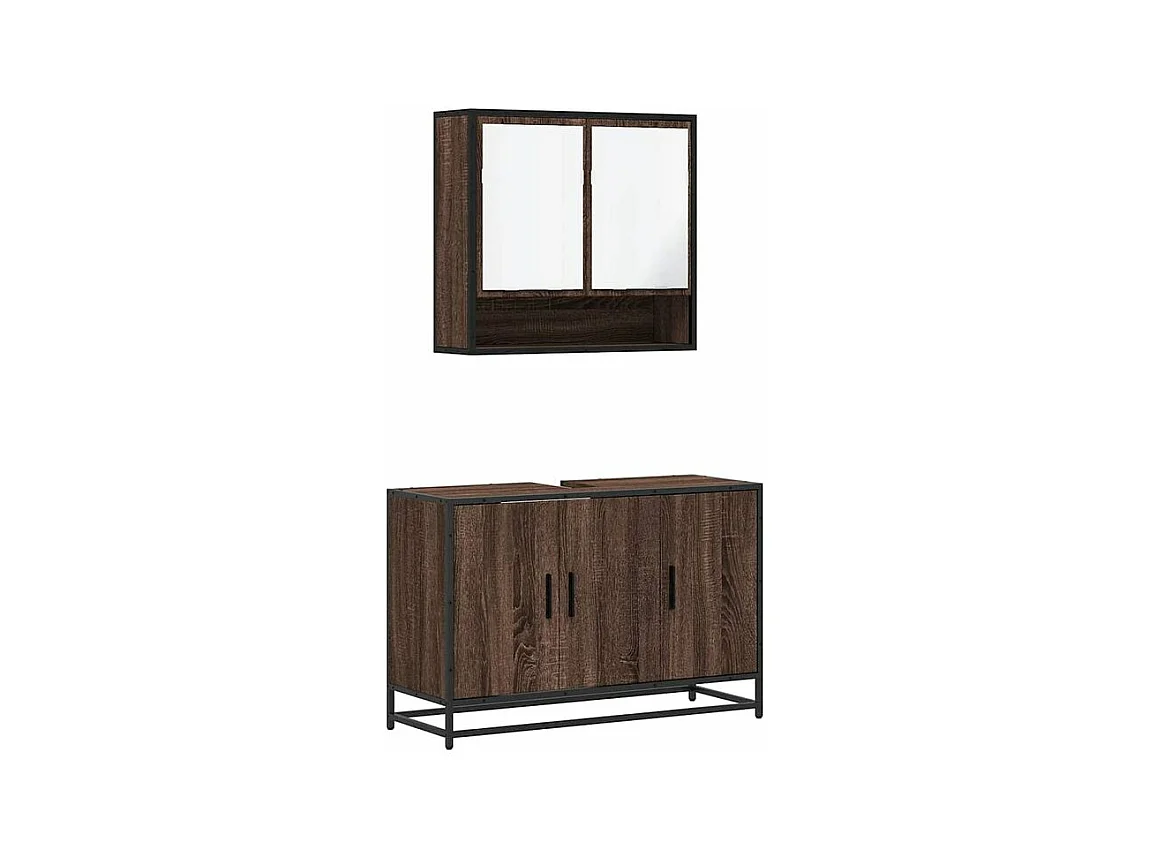 Ensemble de meubles de salle de bain 2 pcs Chêne marron