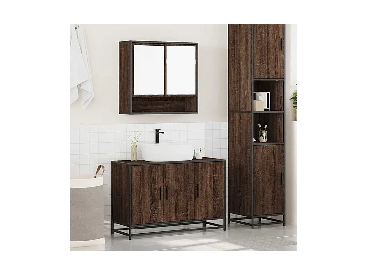 Ensemble de meubles de salle de bain 2 pcs Chêne marron