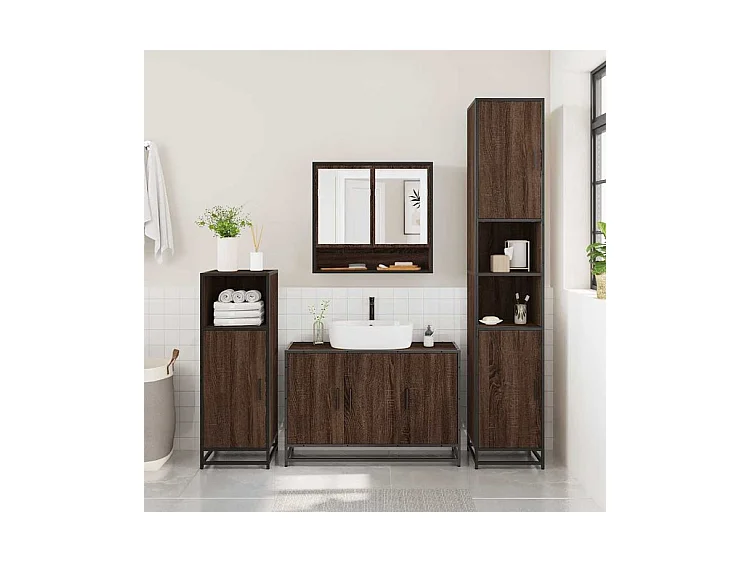 Ensemble de meubles de salle de bain 2 pcs Chêne marron
