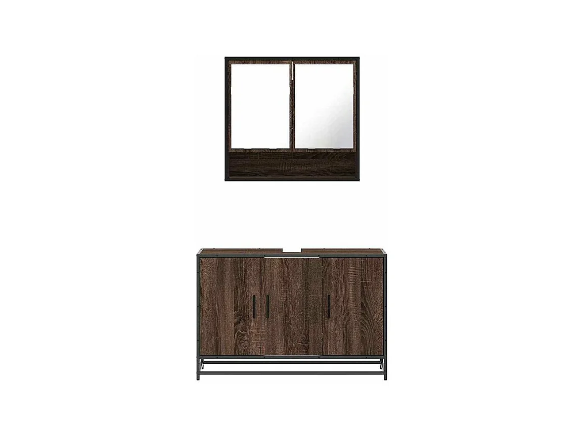 Ensemble de meubles de salle de bain 2 pcs Chêne marron