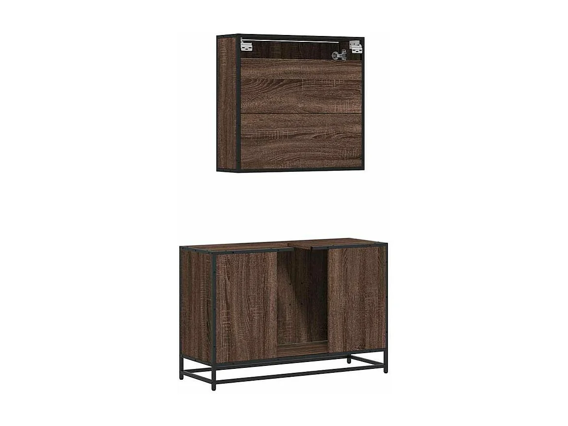 Ensemble de meubles de salle de bain 2 pcs Chêne marron